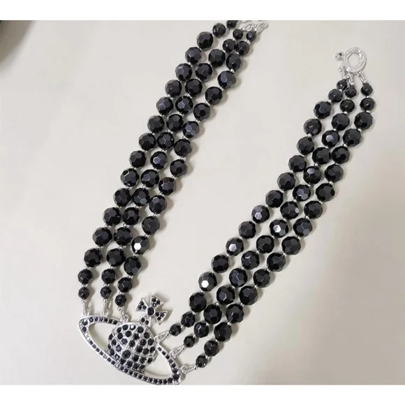 Vivienne Westwood Black Beaded Necklace - Picture 2 of 4